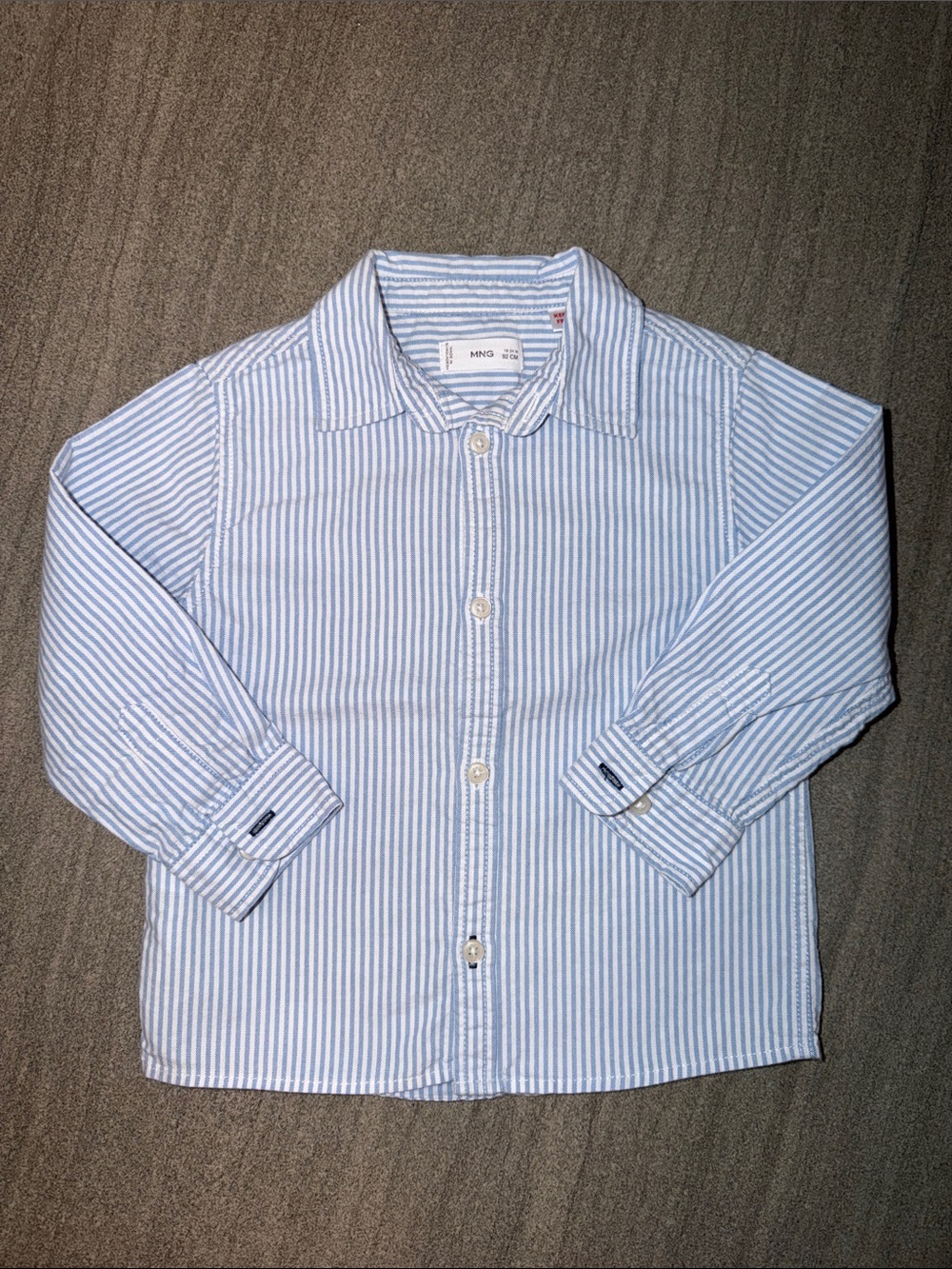 Mango Blue and White Striped Long-Sleeve Shirt